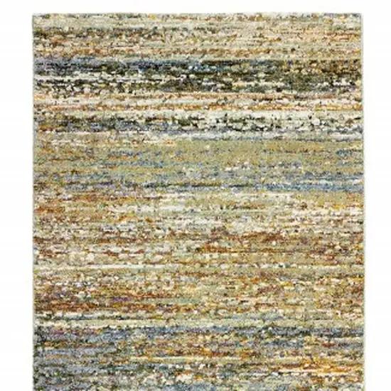 Gold and Green Abstract Runner Rug Photo 5