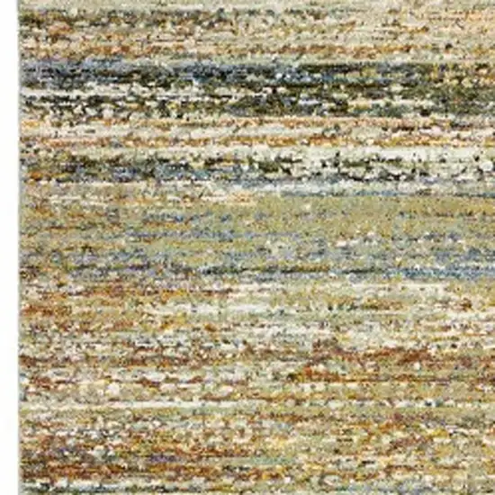 Gold and Green Abstract Runner Rug Photo 4