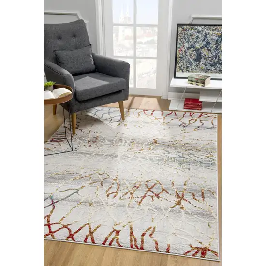 Gold and Ivory Abstract Branches Area Rug Photo 3