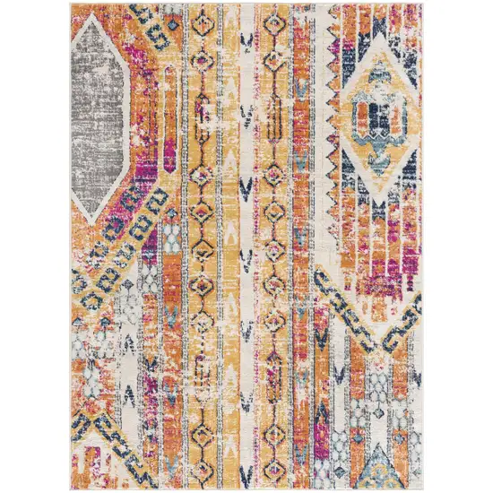 2' X 6' Gold And Ivory Southwestern Area Rug Photo 2