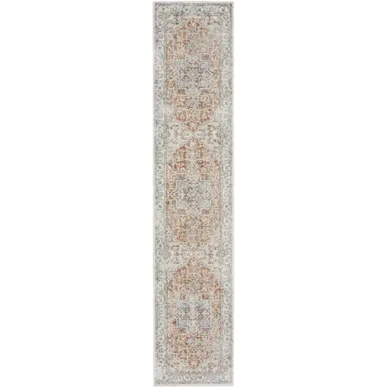 Gold and Ivory Oriental Power Loom Washable Runner Rug Photo 2