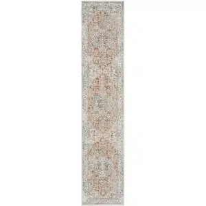 Photo of Gold and Ivory Oriental Power Loom Washable Runner Rug