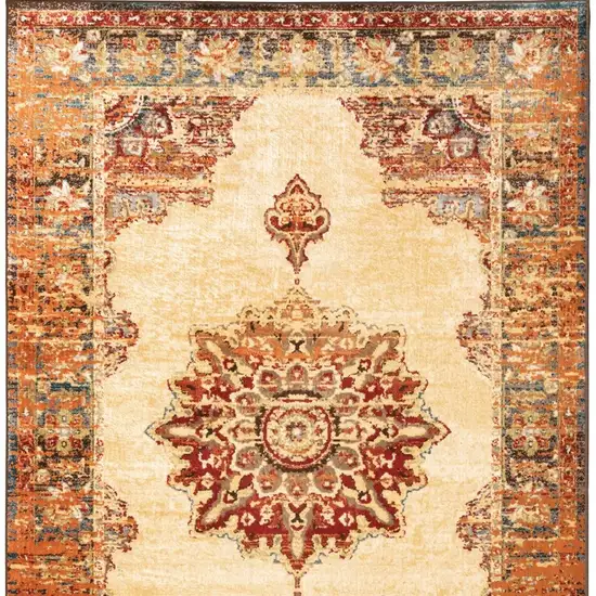 Gold and Orage Floral MedallionArea Rug Photo 5