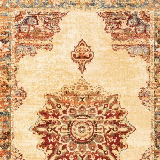 Gold and Orage Floral MedallionArea Rug Photo 4