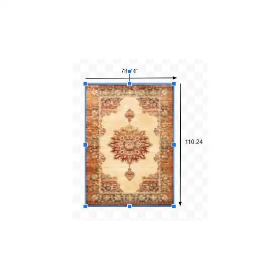 Gold and Orage Floral MedallionArea Rug Photo 3