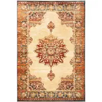 Photo of Gold and Orage Floral MedallionArea Rug