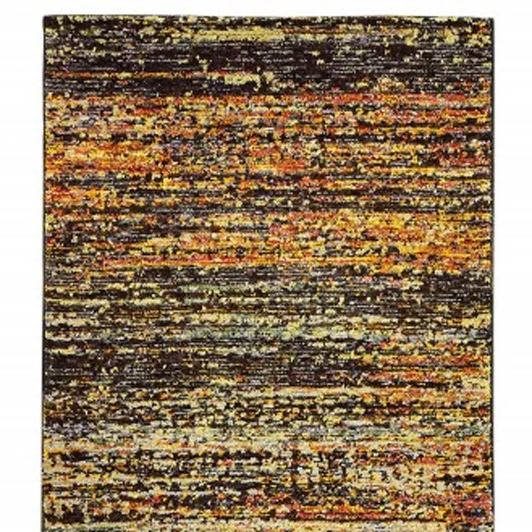 Gold and Slate Abstract Runner Rug Photo 4