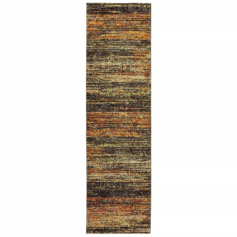 Gold and Slate Abstract Runner Rug Photo 1