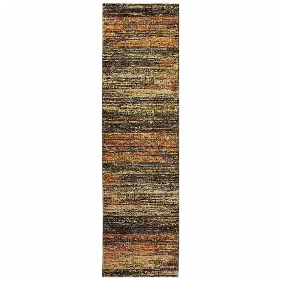 Gold and Slate Abstract Runner Rug Photo 1