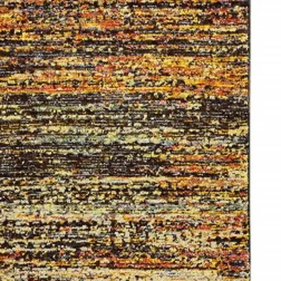 Gold and Slate Abstract Runner Rug Photo 3