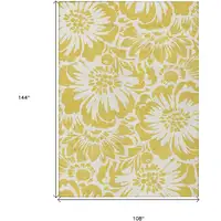 Photo of Gold and White Floral Washable Non Skid Indoor Outdoor Area Rug