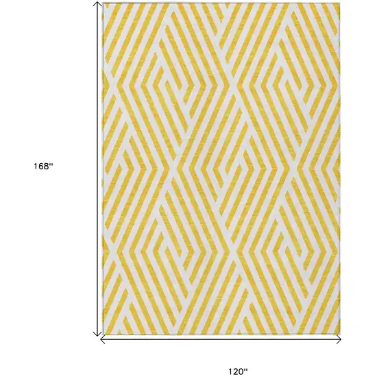 Gold and White Geometric Washable Non Skid Indoor Outdoor Area Rug Photo 3