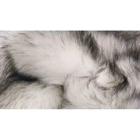 Gradient Grey Faux Fur Rectangular Area Rug Photo 2