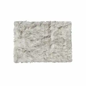 Photo of Gradient Grey Faux Fur Rectangular Area Rug