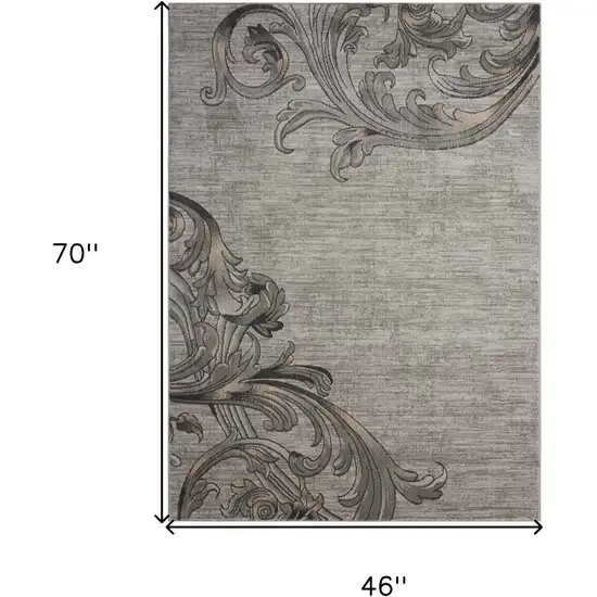 Graphite and Black Floral Vines Area Rug Photo 3