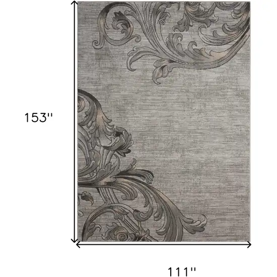 Graphite and Black Floral Vines Area Rug Photo 3