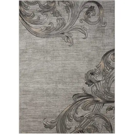 Graphite and Black Floral Vines Area Rug Photo 4