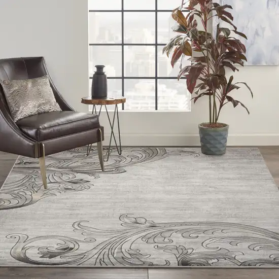 Graphite and Black Floral Vines Non Skid Area Rug Photo 6