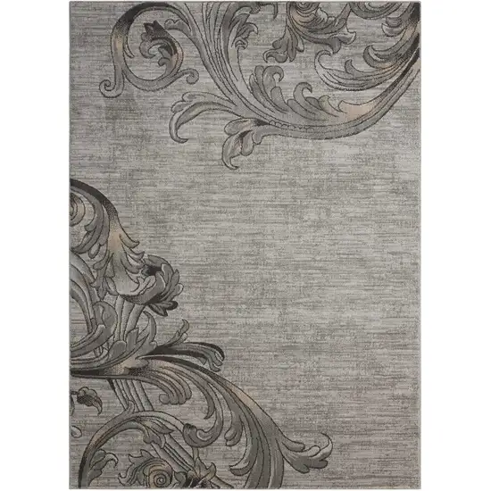 Graphite and Black Floral Vines Non Skid Area Rug Photo 2