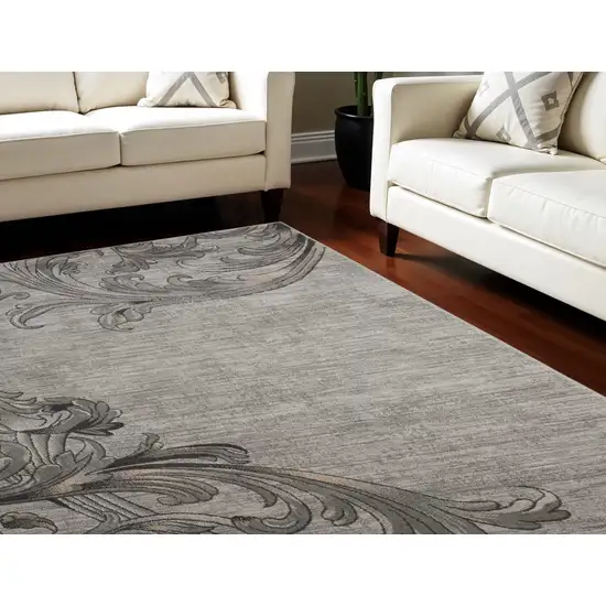 Graphite and Black Floral Vines Non Skid Area Rug Photo 1