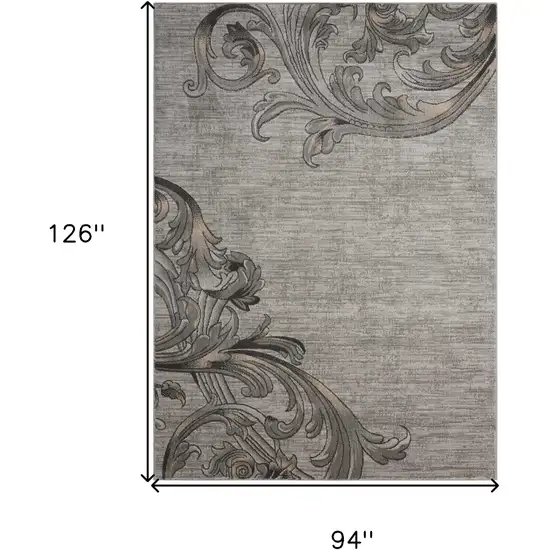 Graphite and Black Floral Vines Non Skid Area Rug Photo 3