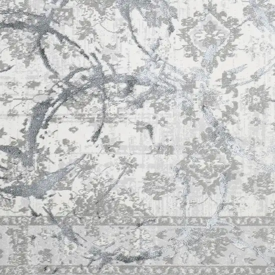 Gray Abstract Area Rug With Fringe Photo 3