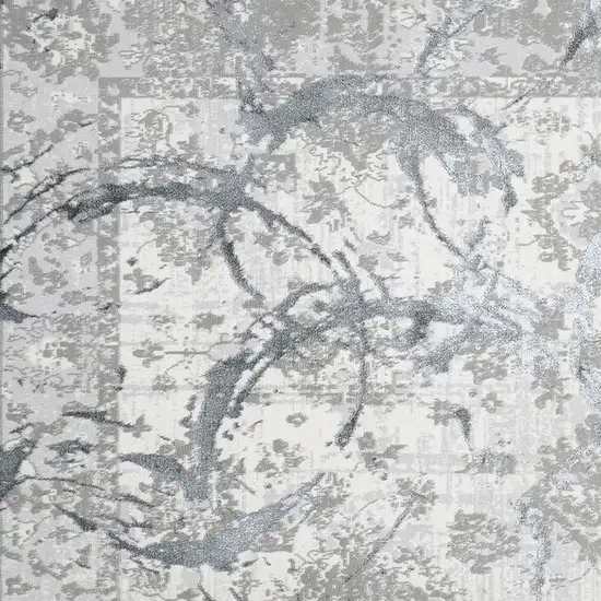 Gray Abstract Area Rug With Fringe Photo 3