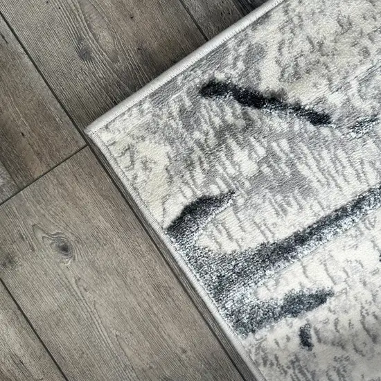 Gray and Silver Abstract Area Rug Photo 4