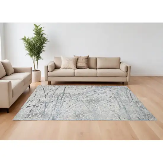 Gray and Silver Abstract Area Rug Photo 2