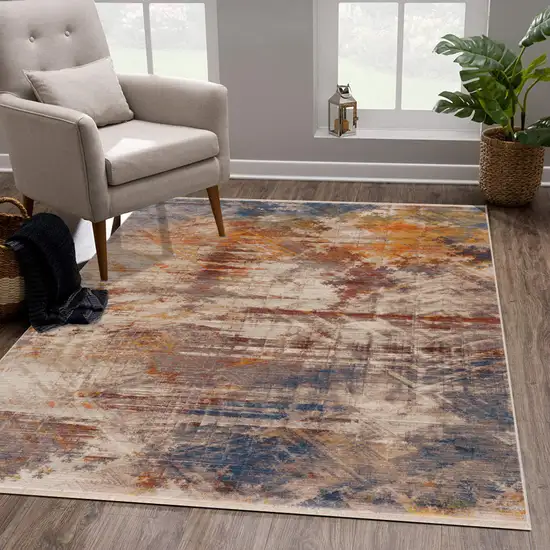 Gray Abstract Distressed Area Rug Photo 7