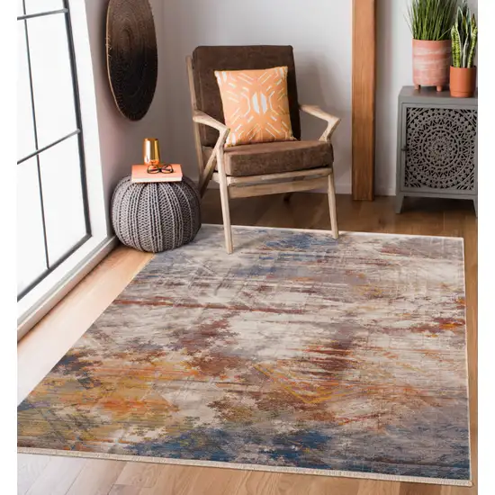 Gray Abstract Distressed Area Rug Photo 6