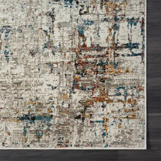 Gray Abstract Distressed Area Rug Photo 3