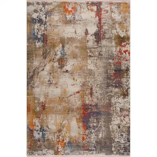 Gray Abstract Distressed Area Rug Photo 1