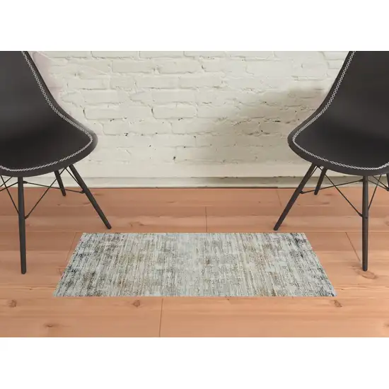 Gray Abstract Distressed Area Rug Photo 2