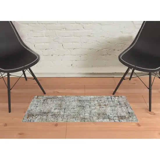 Gray Abstract Distressed Area Rug Photo 2