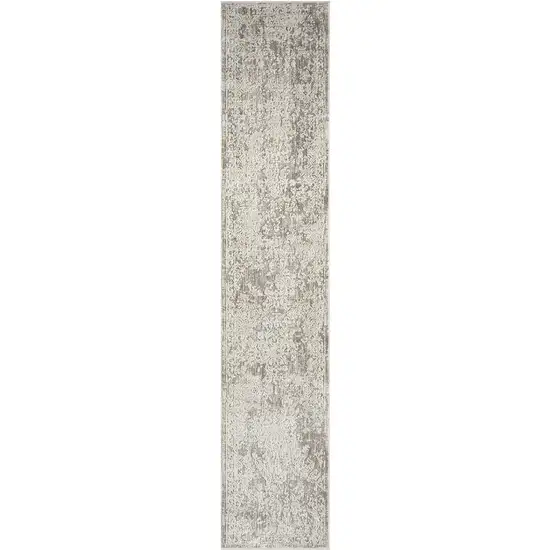 Gray Abstract Distressed Runner Rug Photo 1