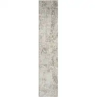 Photo of Gray Abstract Distressed Runner Rug