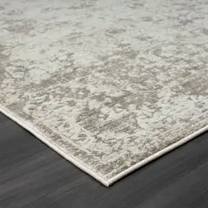 Photo of Gray Abstract Distressed Runner Rug