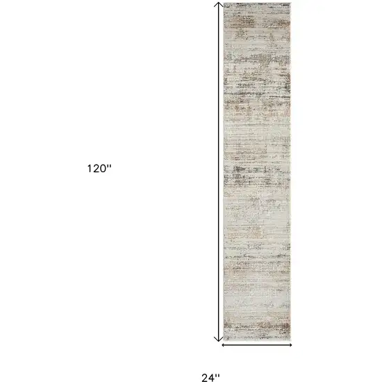 Gray Abstract Distressed Runner Rug Photo 8