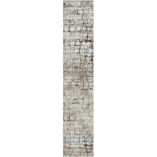 Gray Abstract Distressed Runner Rug Photo 2