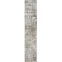 Photo of Gray Abstract Distressed Runner Rug