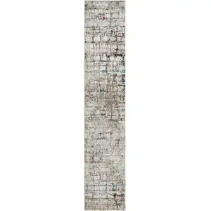 Photo of Gray Abstract Distressed Runner Rug