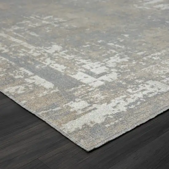 Gray Abstract Distressed Washable Area Rug Photo 4