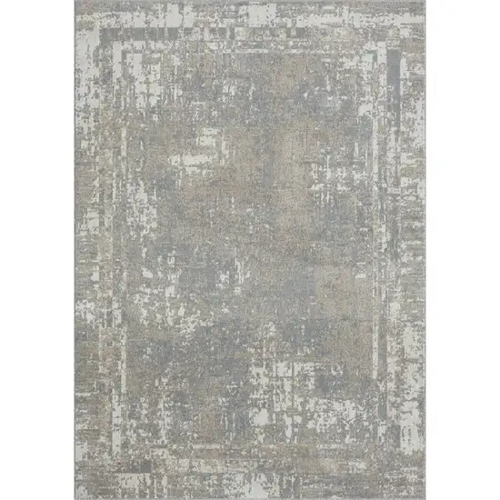 Gray Abstract Distressed Washable Area Rug Photo 1