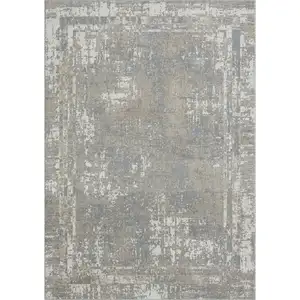 Photo of Gray Abstract Distressed Washable Area Rug