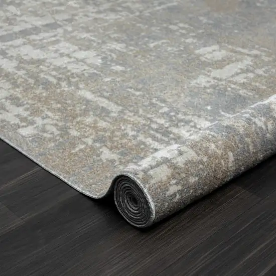 Gray Abstract Distressed Washable Area Rug Photo 5