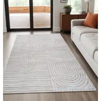 Photo of Gray Abstract Geometric Distressed Area Rug