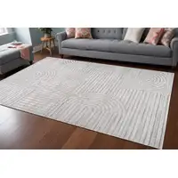 Photo of Gray Abstract Geometric Distressed Area Rug