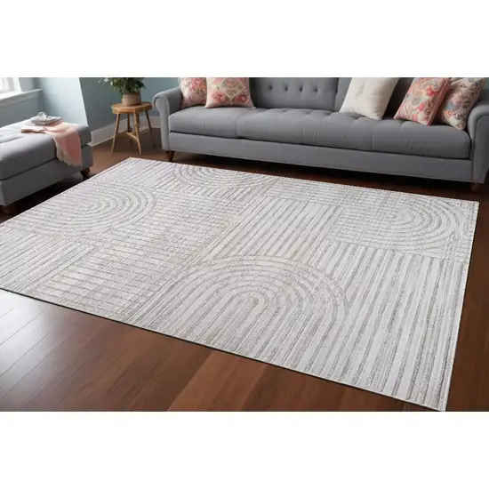 Gray Abstract Geometric Distressed Area Rug Photo 1