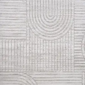 Photo of Gray Abstract Geometric Distressed Area Rug